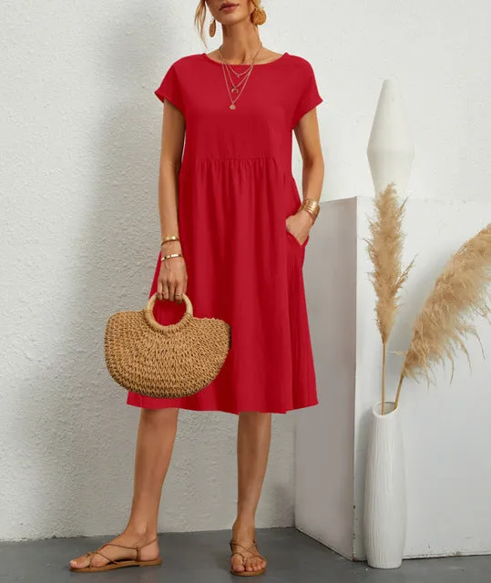 Casual Splicing Pocket Midi Dress