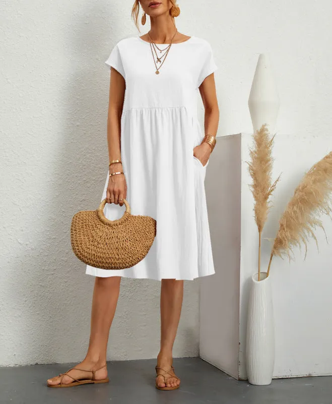 Casual Splicing Pocket Midi Dress