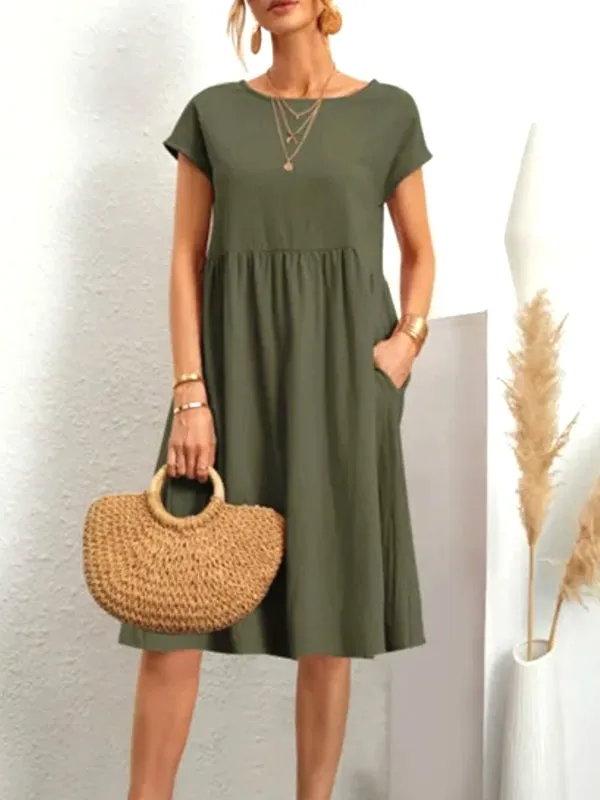 Casual Splicing Pocket Midi Dress