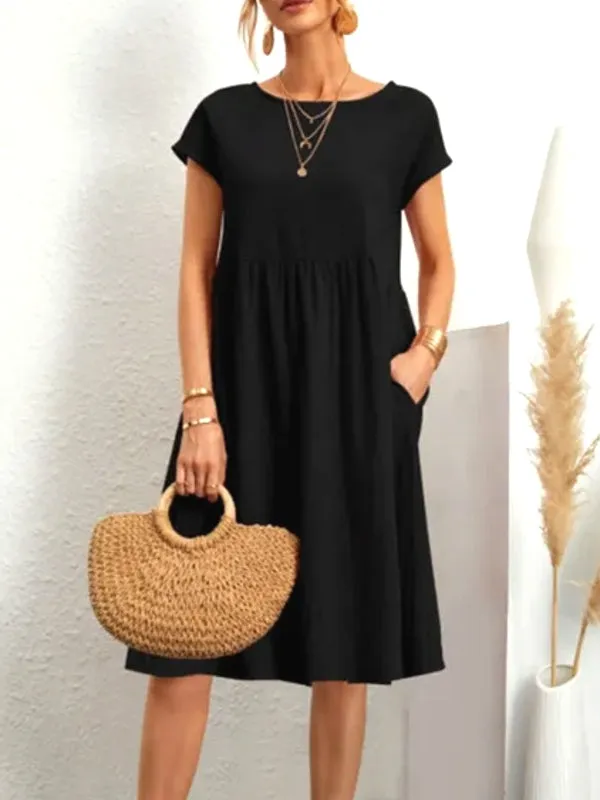 Casual Splicing Pocket Midi Dress
