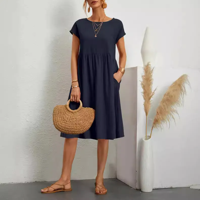 Casual Splicing Pocket Midi Dress