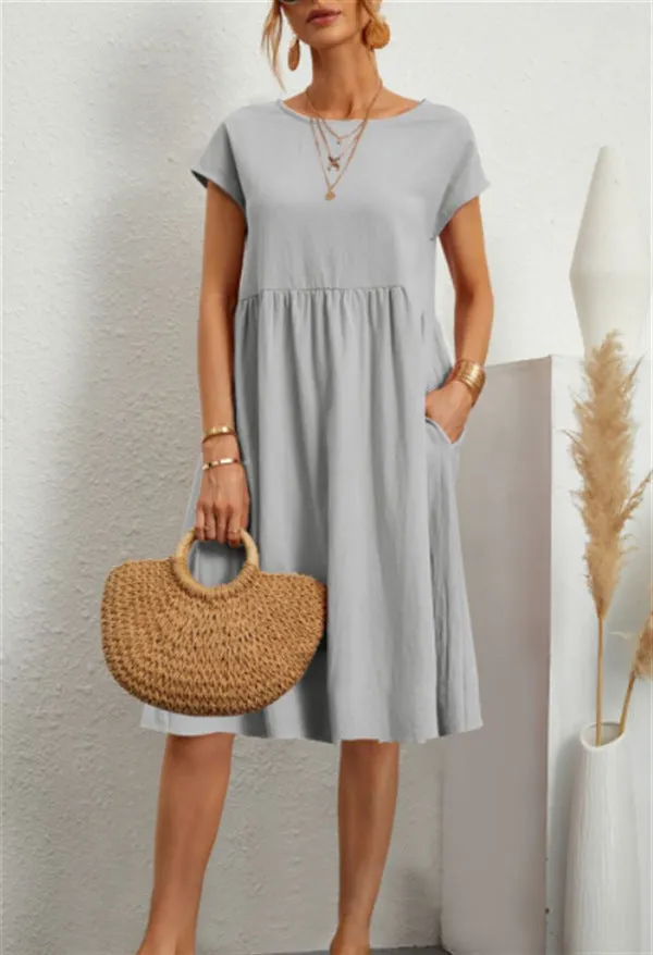 Casual Splicing Pocket Midi Dress