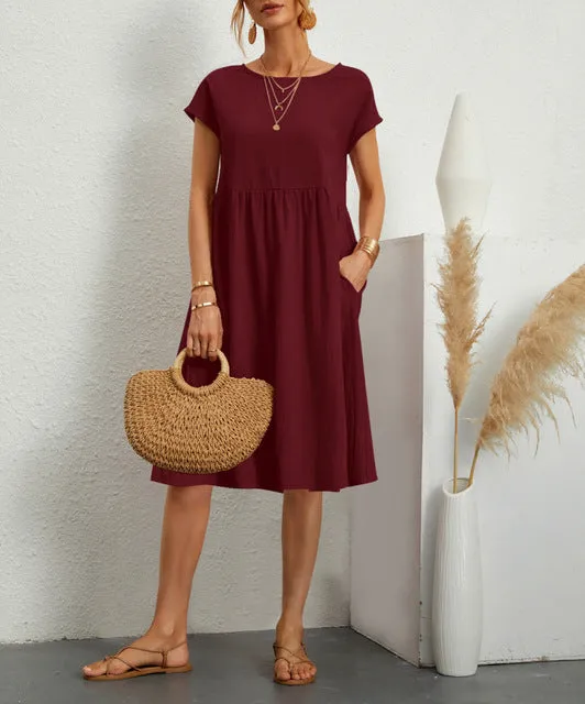 Casual Splicing Pocket Midi Dress