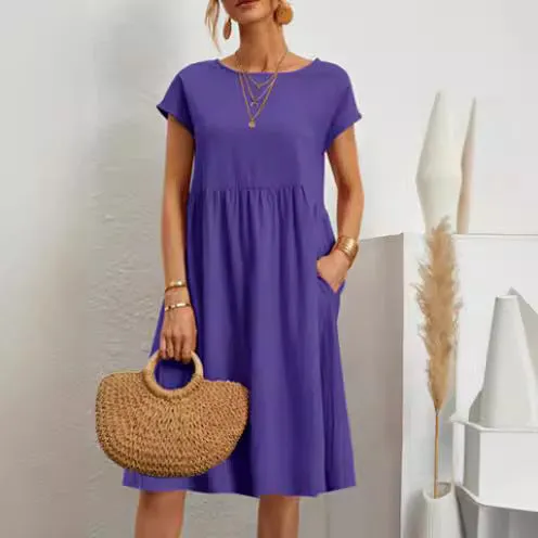 Casual Splicing Pocket Midi Dress
