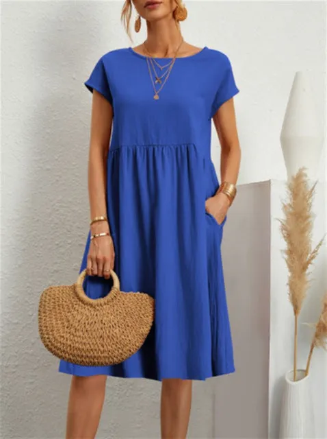 Casual Splicing Pocket Midi Dress