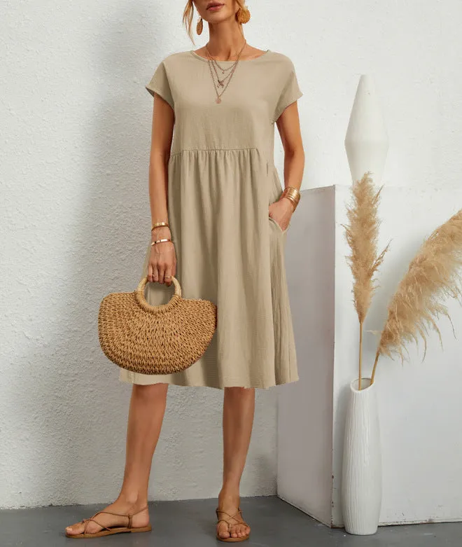Casual Splicing Pocket Midi Dress