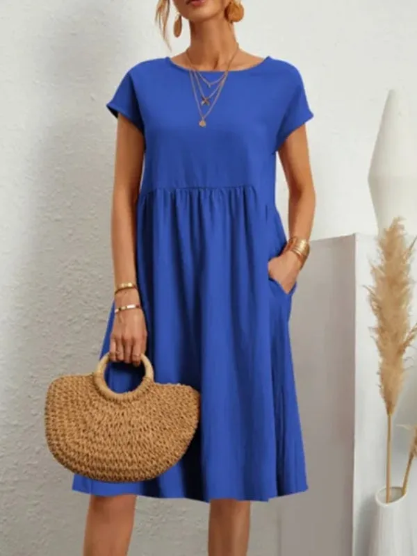 Casual Splicing Pocket Midi Dress