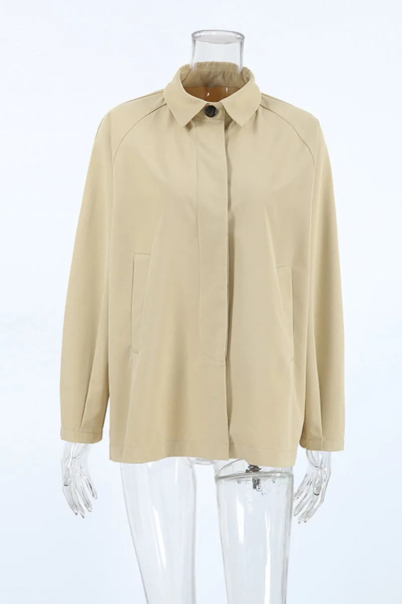 Casual Street Solid Color Pocket Buttons Turndown Collar Outerwear