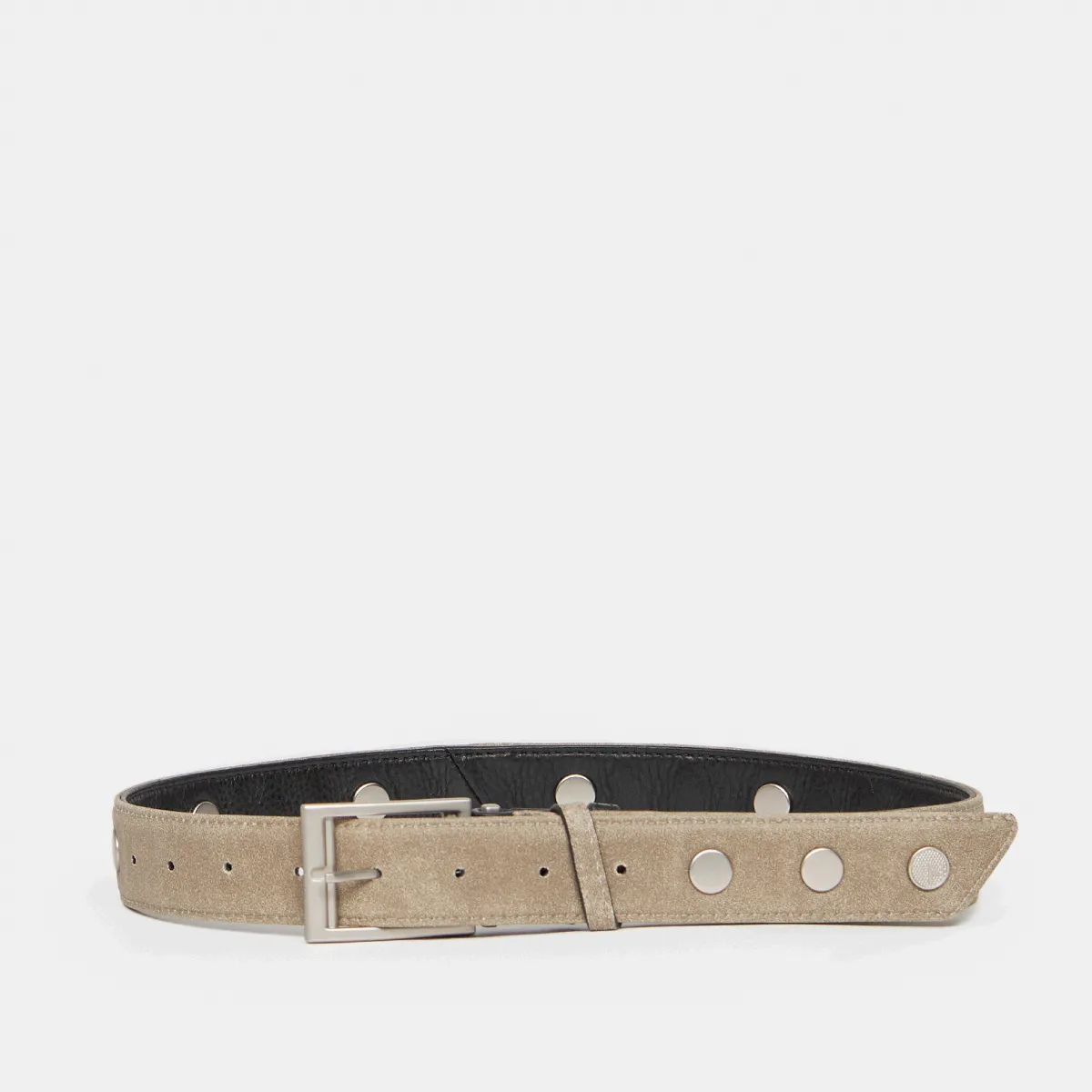 Charlie Reversible Riveted Belt | Black/Pew/Brushed Silver | Lrg