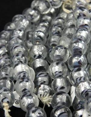Clear, Silver, Black Glass Bead Strand