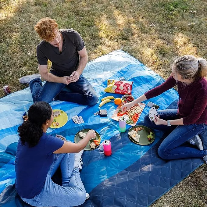 CORE Outdoor Weighted Blanket | Packable Waterproof Picnic Blanket, Beach Mat, Tent Camping Rug, & Stadium Blanket | Large Portable 94" x 78" Quilt Design with Built-in Straps and Carry Handle