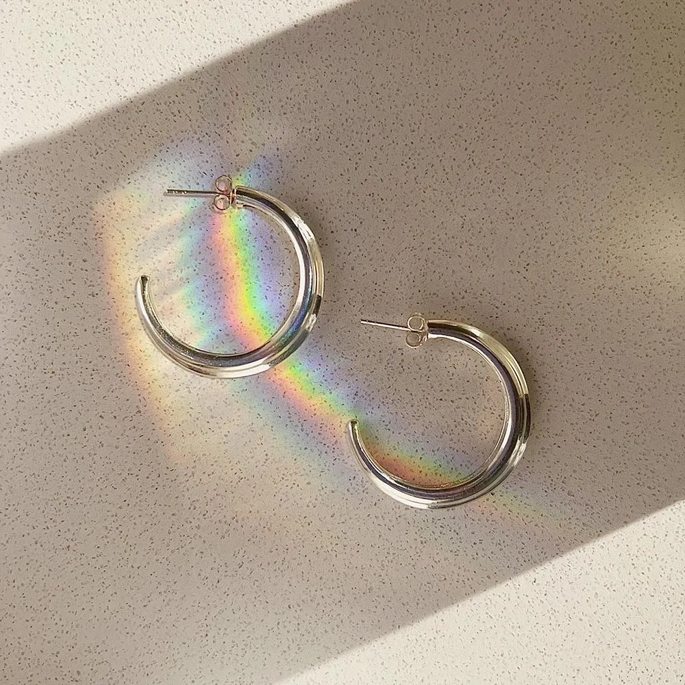 Crescent Hoops Silver Large