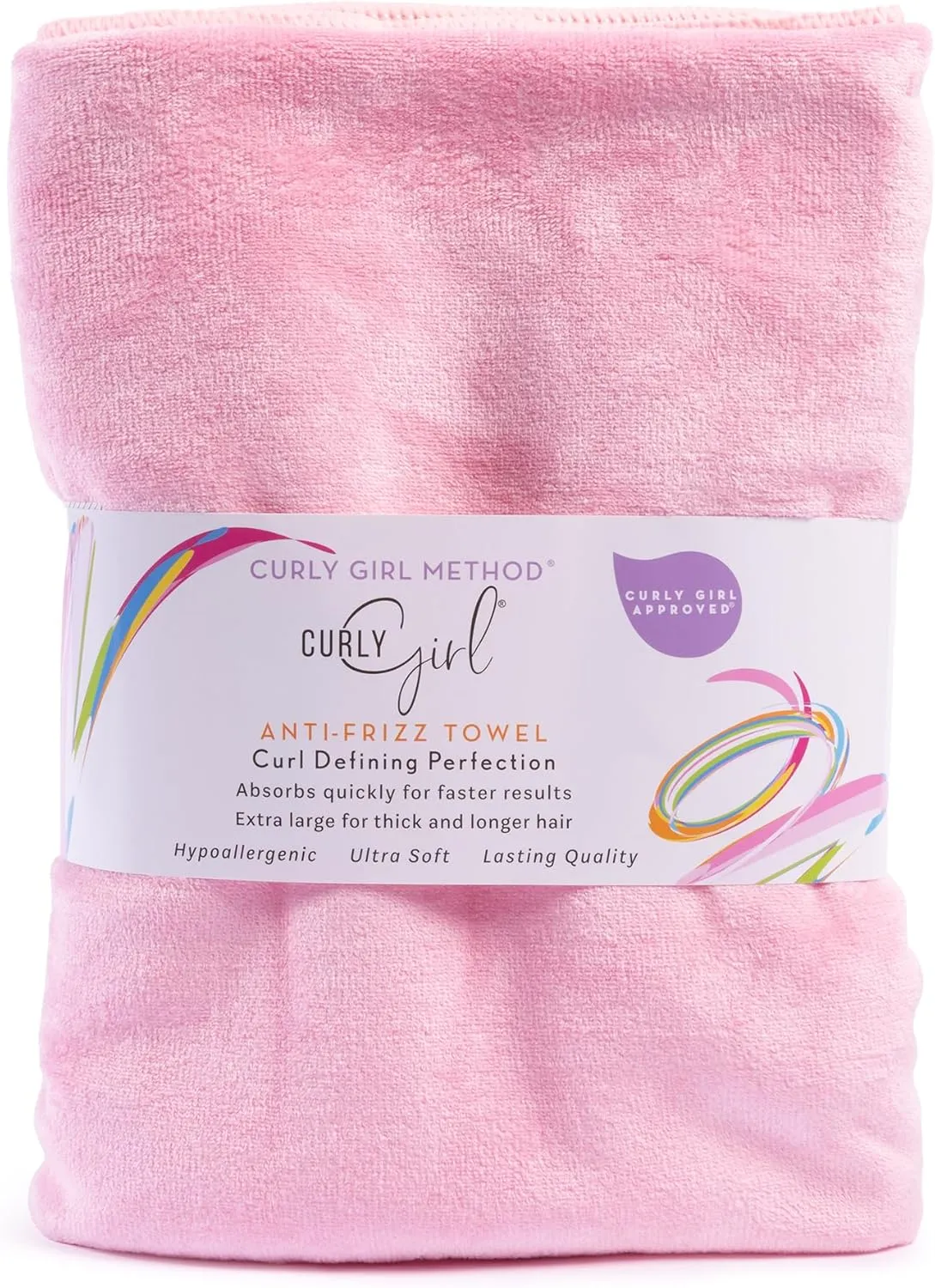 Curly Girl® Curly Hair Towel, Large Microfiber 22" x 39", Super Absorbent for Faster Drying Time