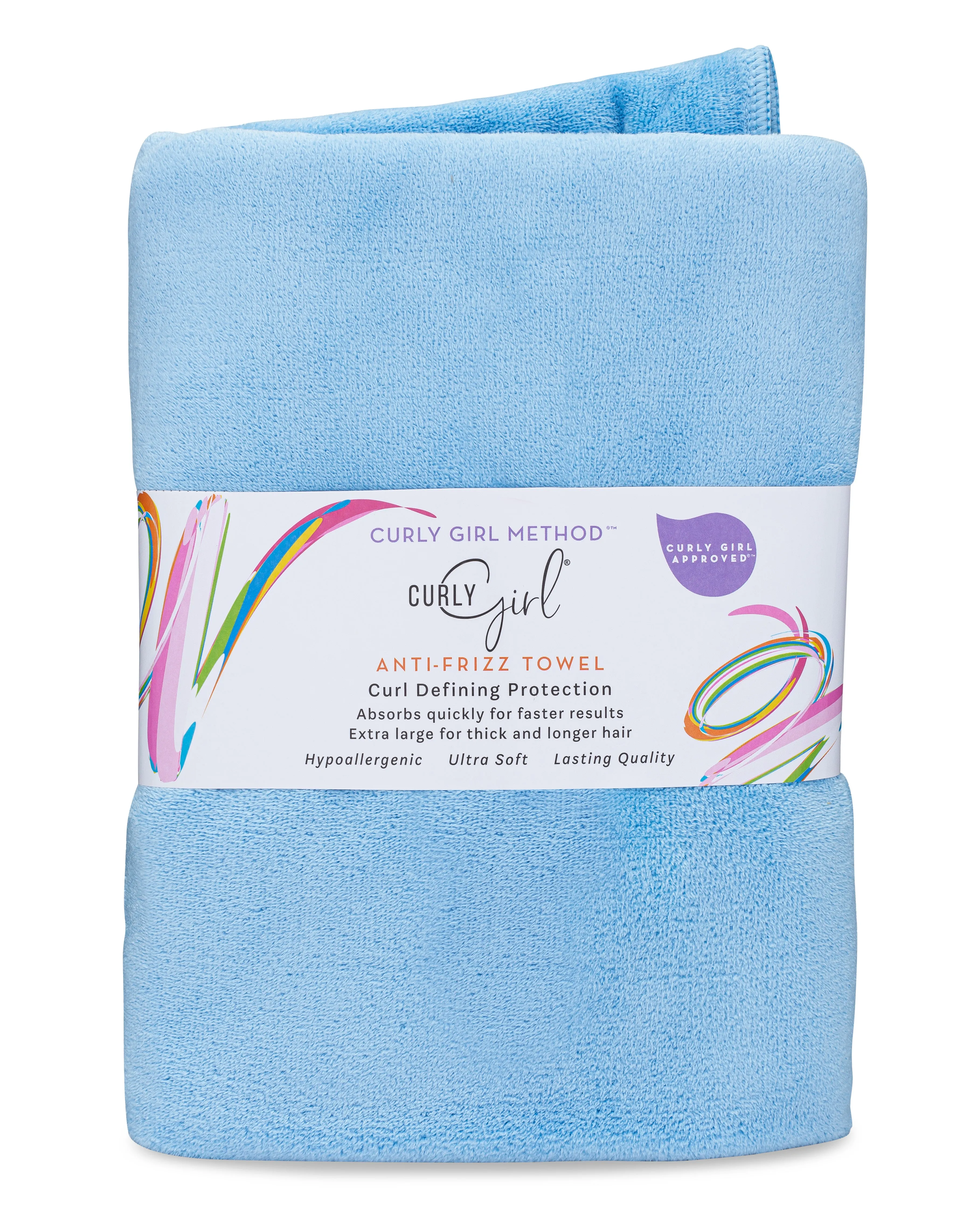 Curly Girl® Curly Hair Towel, Large Microfiber 22" x 39", Super Absorbent for Faster Drying Time