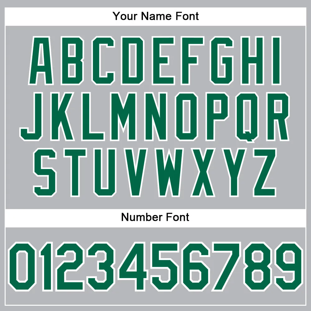 Custom Gray Kelly Green-White Performance T-Shirt