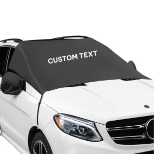 Custom Text For Car Windshield Snow Cover, Compatible with All Cars, Large Windshield Cover for Ice and Snow Frost with Removable Mirror Cover Protector, Wiper Front Window Protects Windproof UV Sunshade Cover LR15983