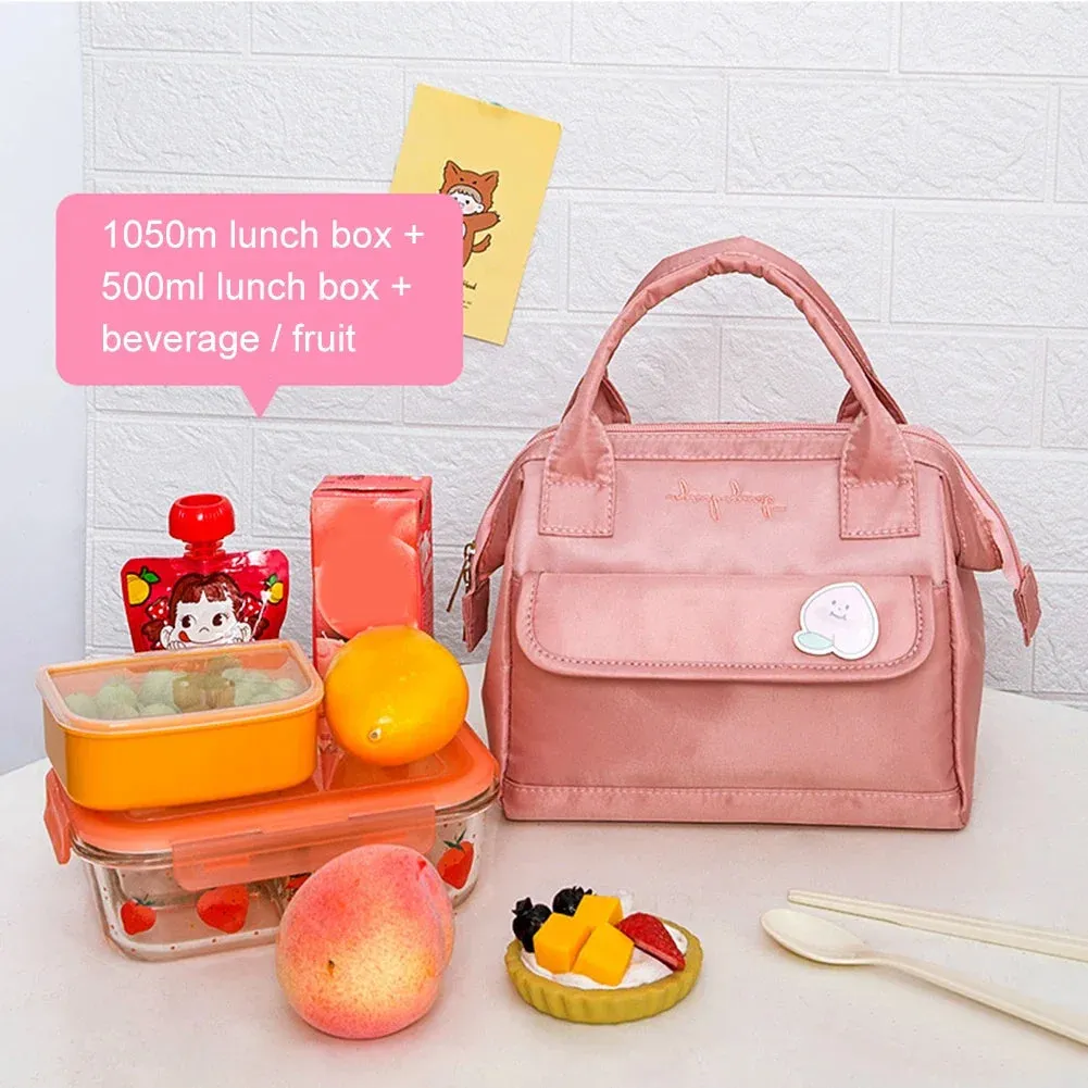 Cute Kawaii Peach Insulated Lunch Tote 🍑✨ - Stylish & Spacious Travel Bag for Women & Kids!