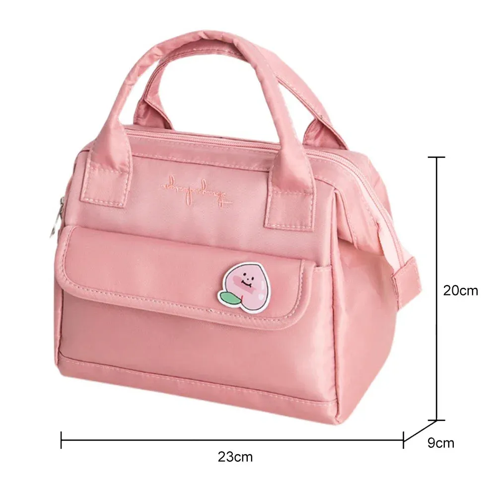 Cute Kawaii Peach Insulated Lunch Tote 🍑✨ - Stylish & Spacious Travel Bag for Women & Kids!