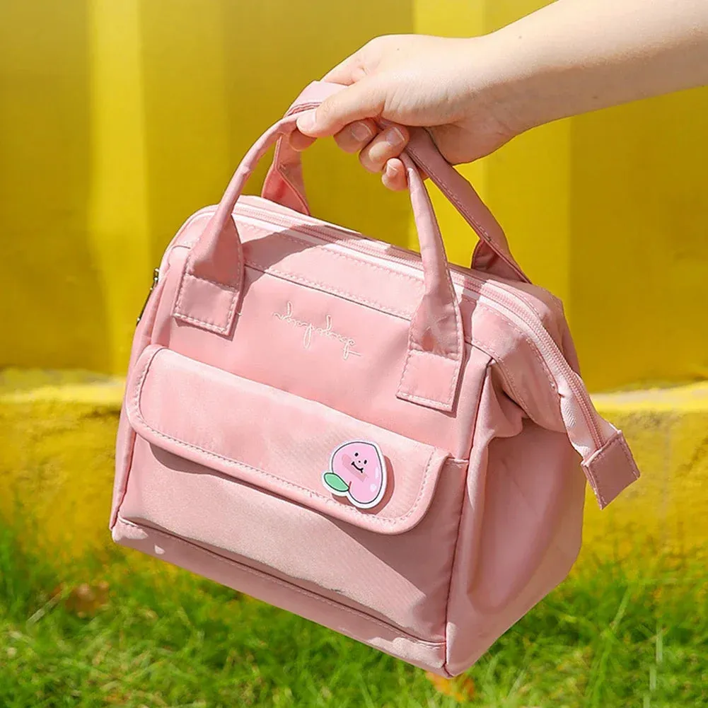 Cute Kawaii Peach Insulated Lunch Tote 🍑✨ - Stylish & Spacious Travel Bag for Women & Kids!