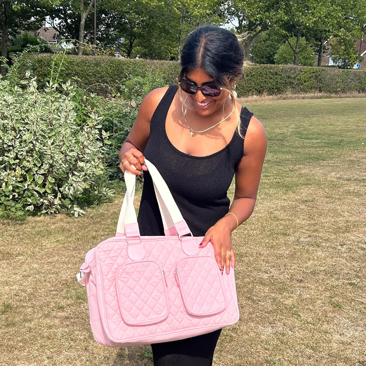 Deluxe Changing Bag - Pink Quilted