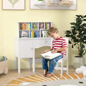 Deluxe Spine Supporting Kids Desk | Bureau | Hutch Desk & Chair | White | 3-12 Years