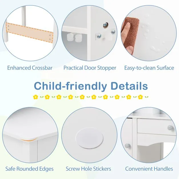 Deluxe Spine Supporting Kids Desk | Bureau | Hutch Desk & Chair | White | 3-12 Years