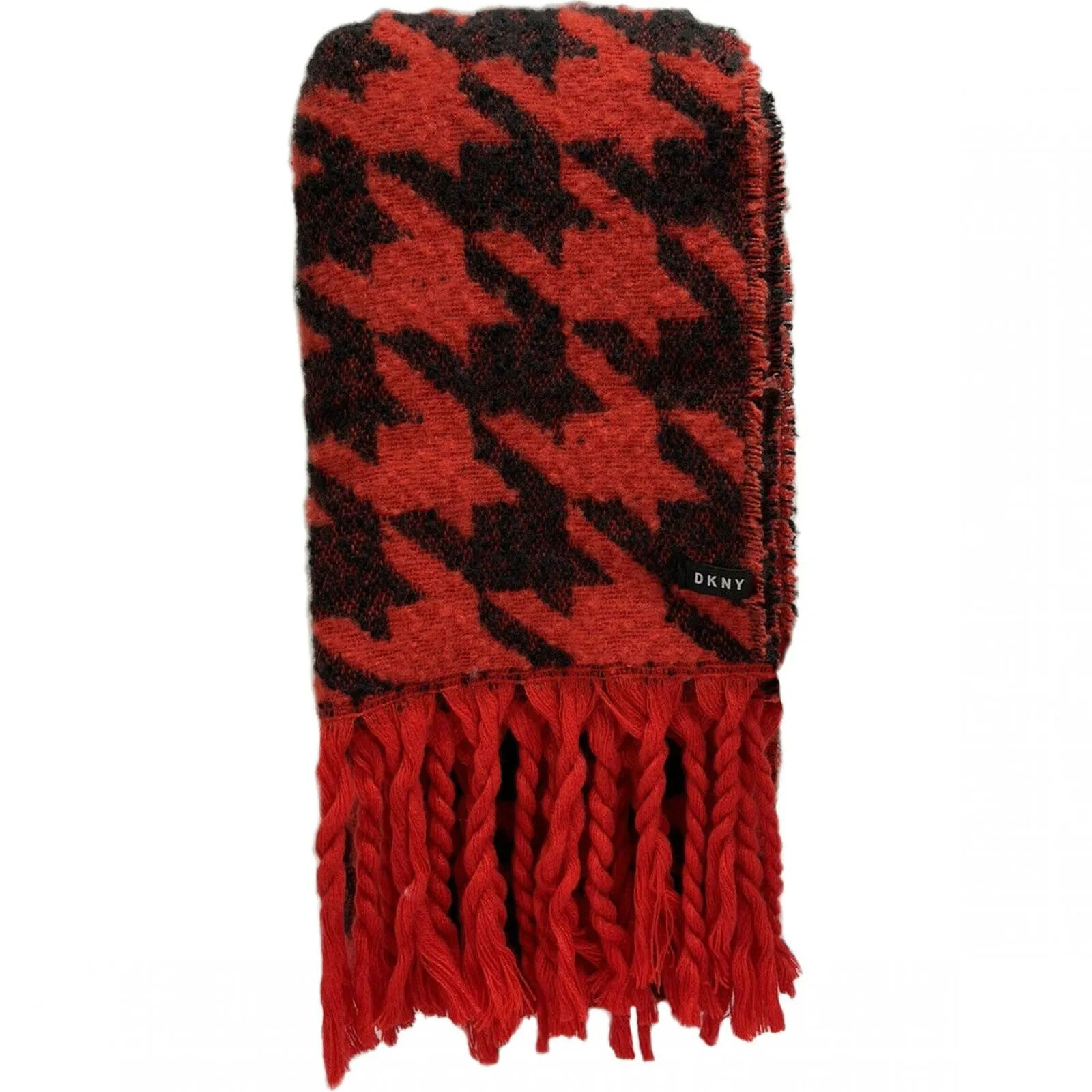 DKNY Women's Oversized Houndstooth Multifunctional Scarf With Fringe
