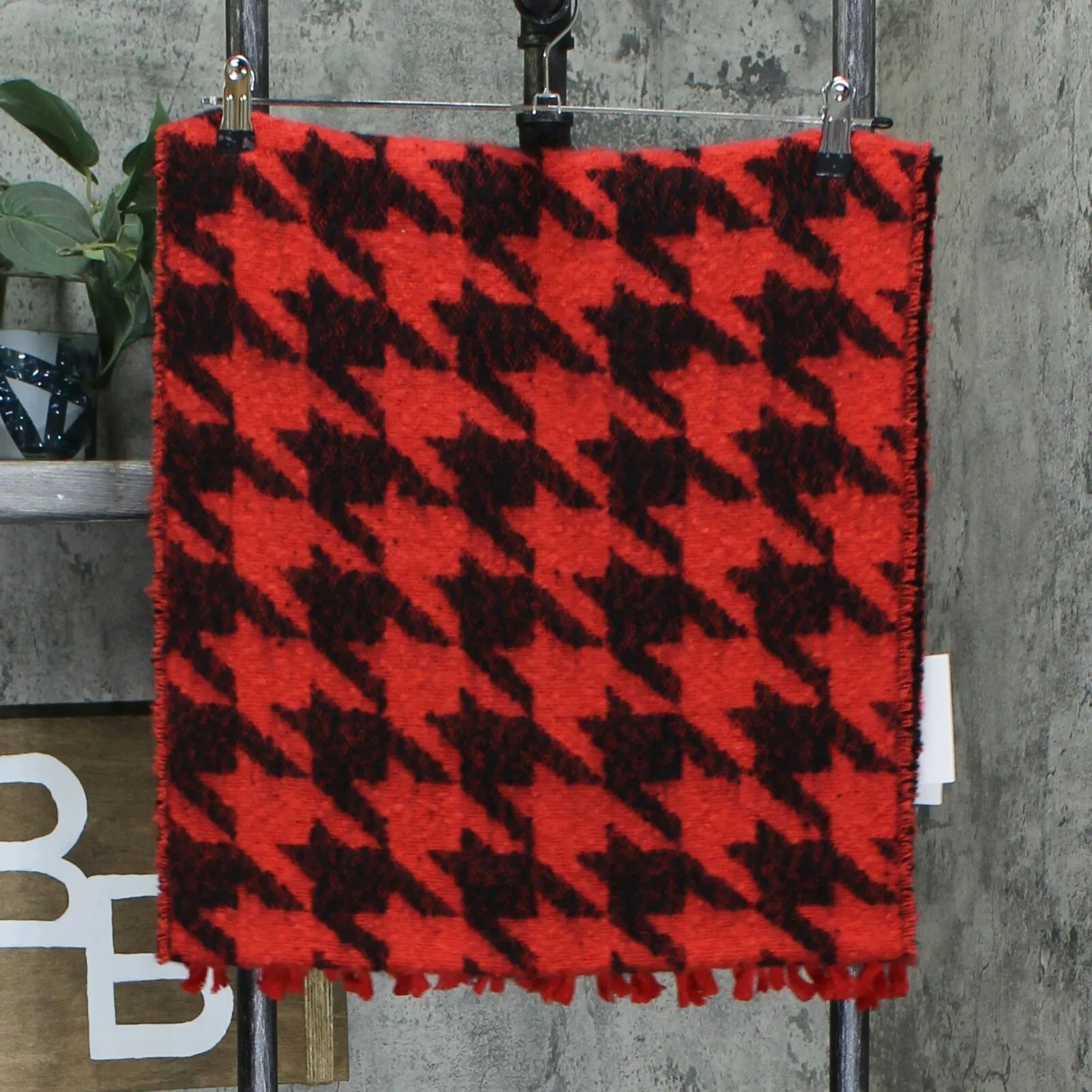 DKNY Women's Oversized Houndstooth Multifunctional Scarf With Fringe