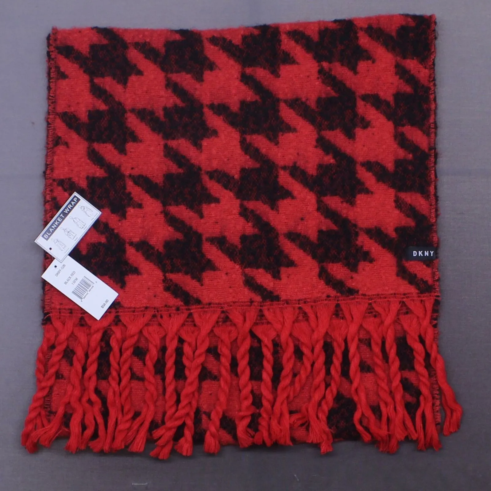 DKNY Women's Oversized Houndstooth Multifunctional Scarf With Fringe