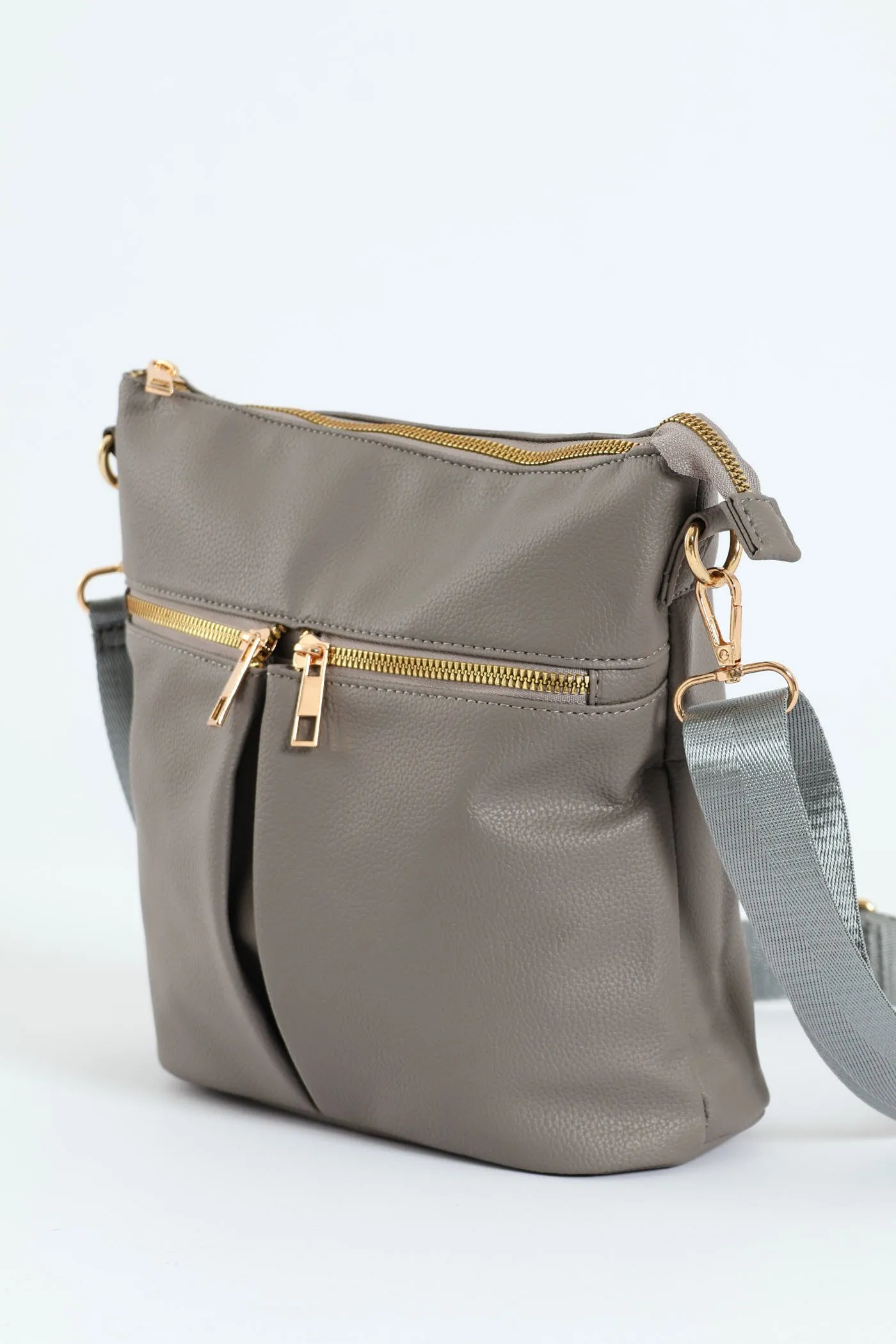 Double Pocket Crossbody Bag - Grey