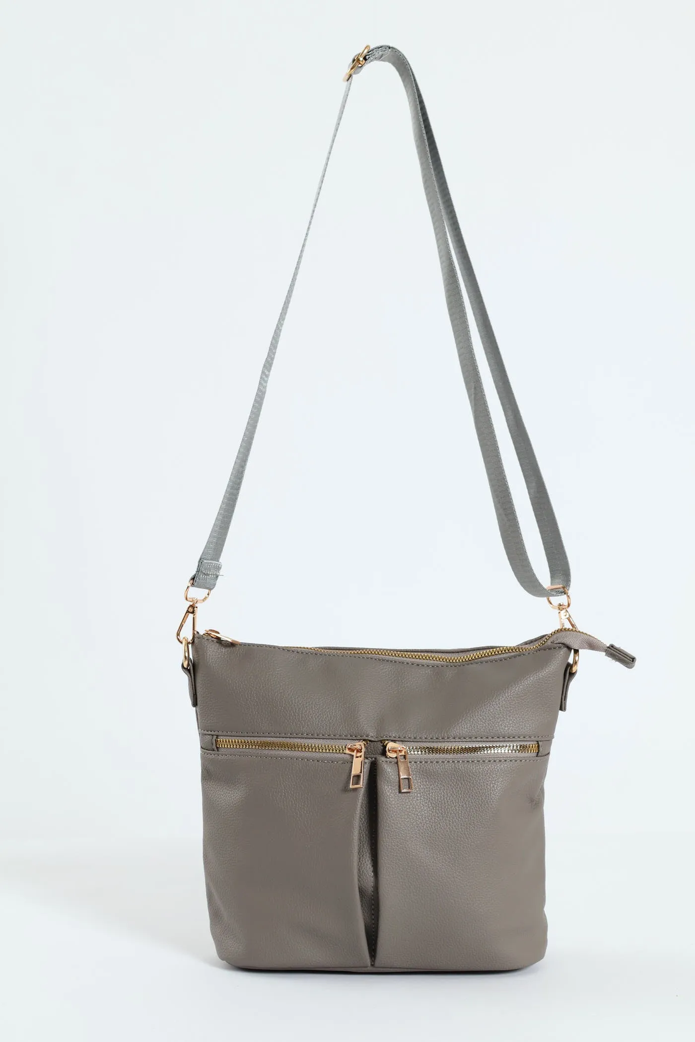 Double Pocket Crossbody Bag - Grey