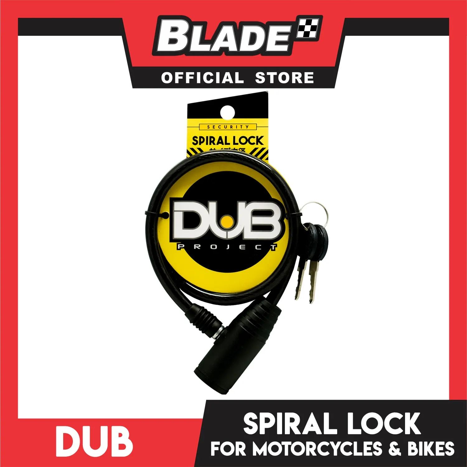 Dub Bike Lock 404 Security Spiral Lock Round with 2 Keys (Black)