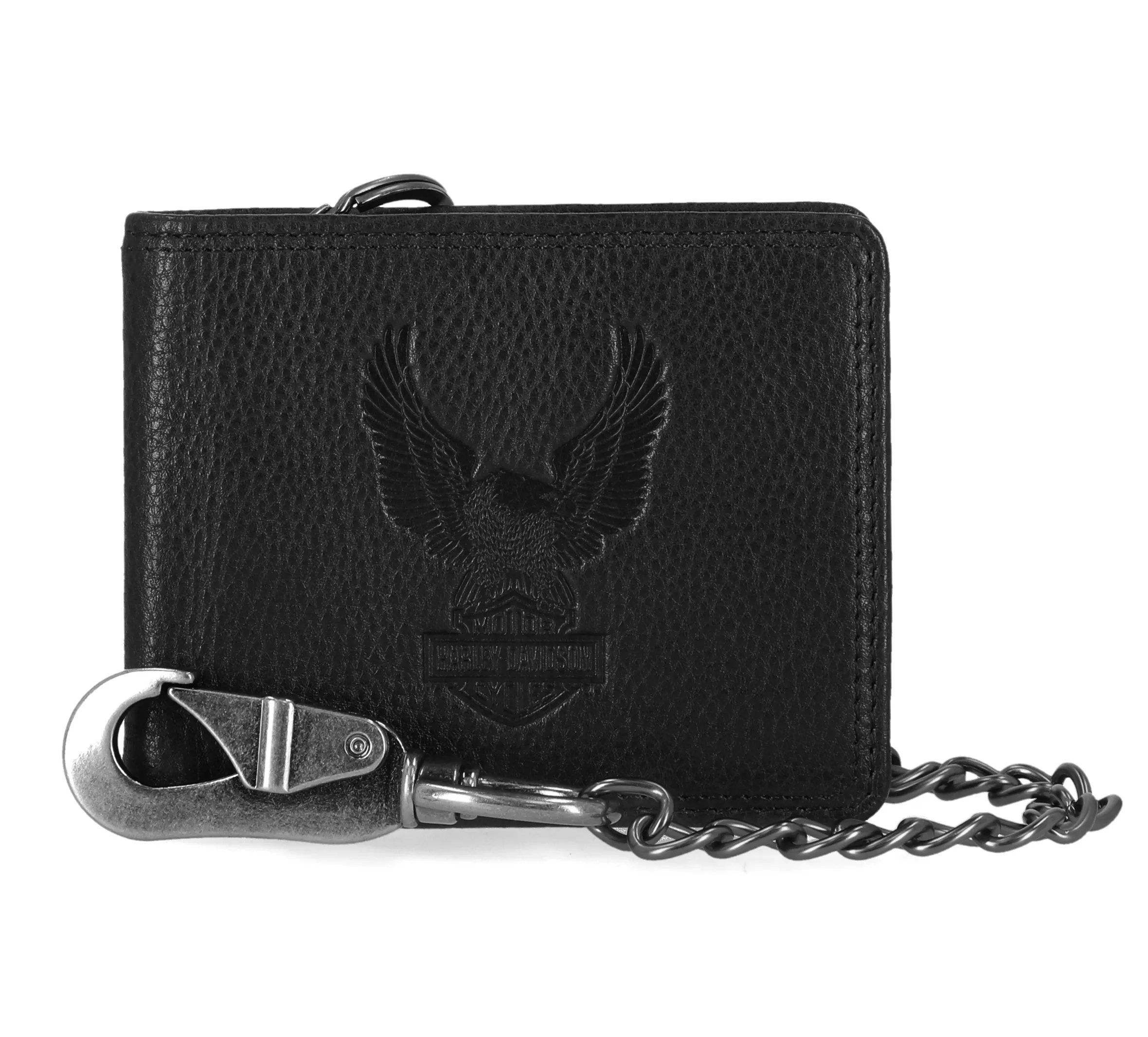 Eagle Bifold Wallet With Chain - Black