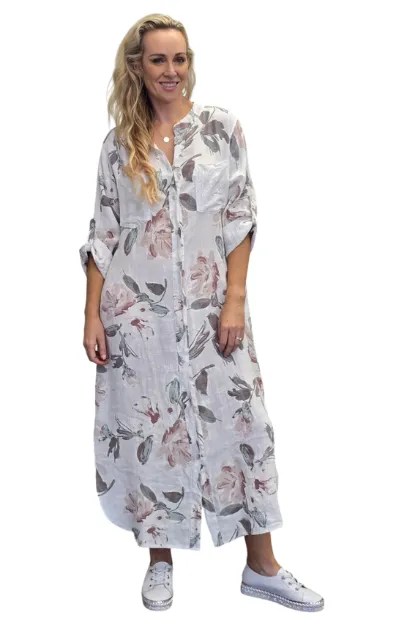 EDEN linen long shirt dress