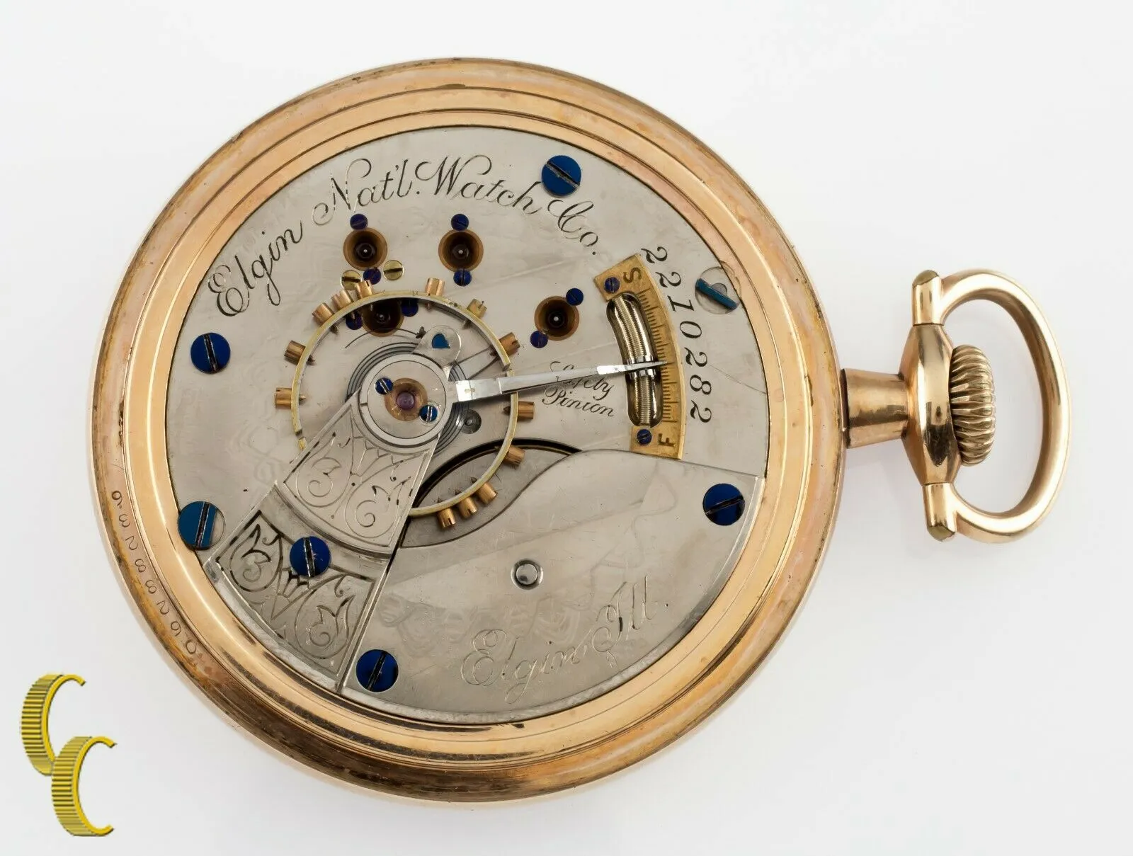 Elgin Open Face Gold Filled Antique Pocket Watch Gr 103 10S 15-Jewel