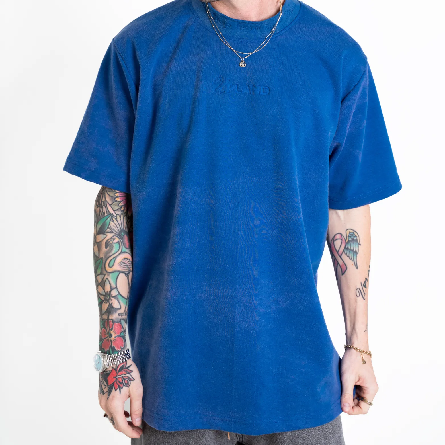 Faded Blue Embossed Tee