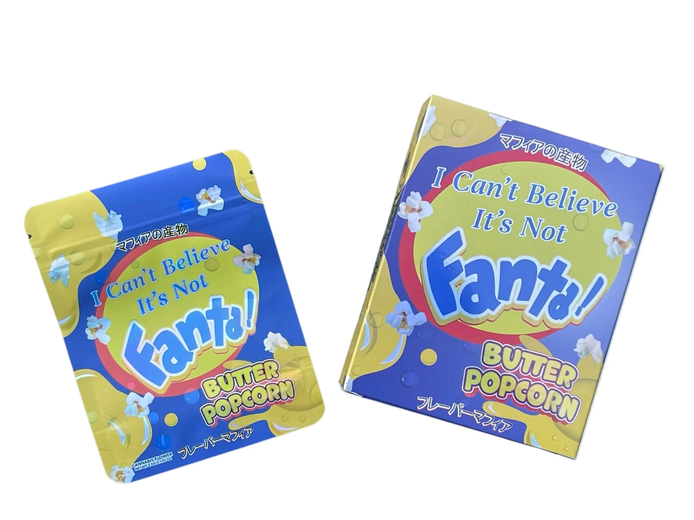 Fanta! Butter Popcorn (Happy Pop) Mylar Bag with Box 3.5 Grams