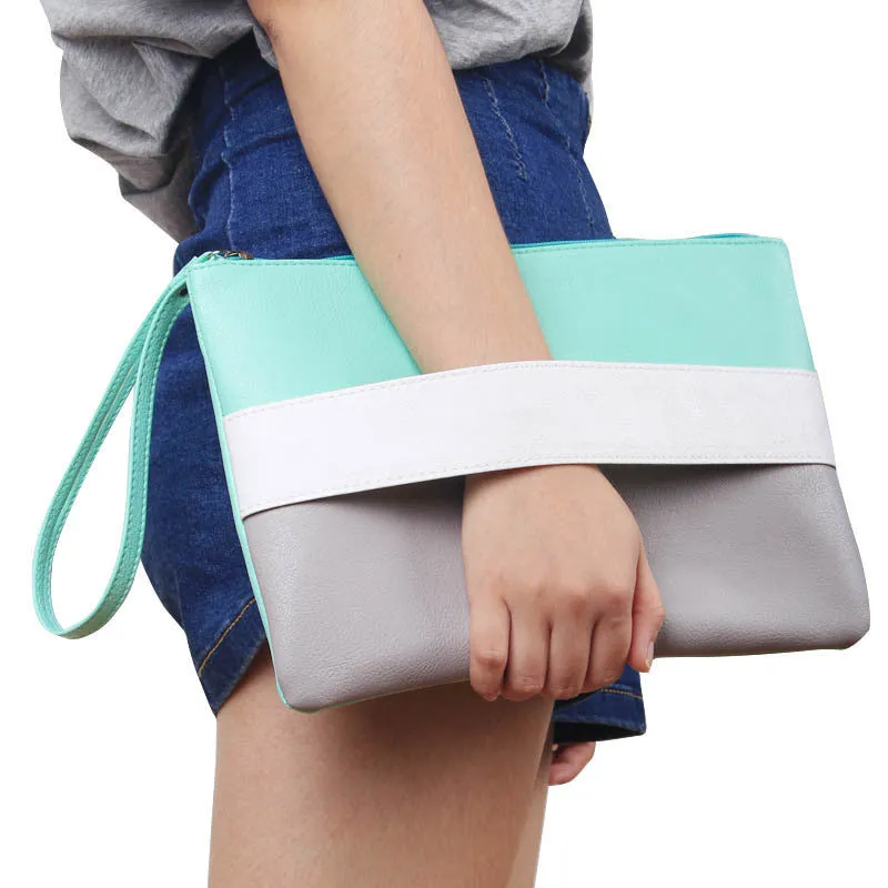 Fashion Women Handbag Solid Patchwork Lady Day Clutches Fashion Soft Girl Zipper Packet Fashion Female Casual Bags women bag