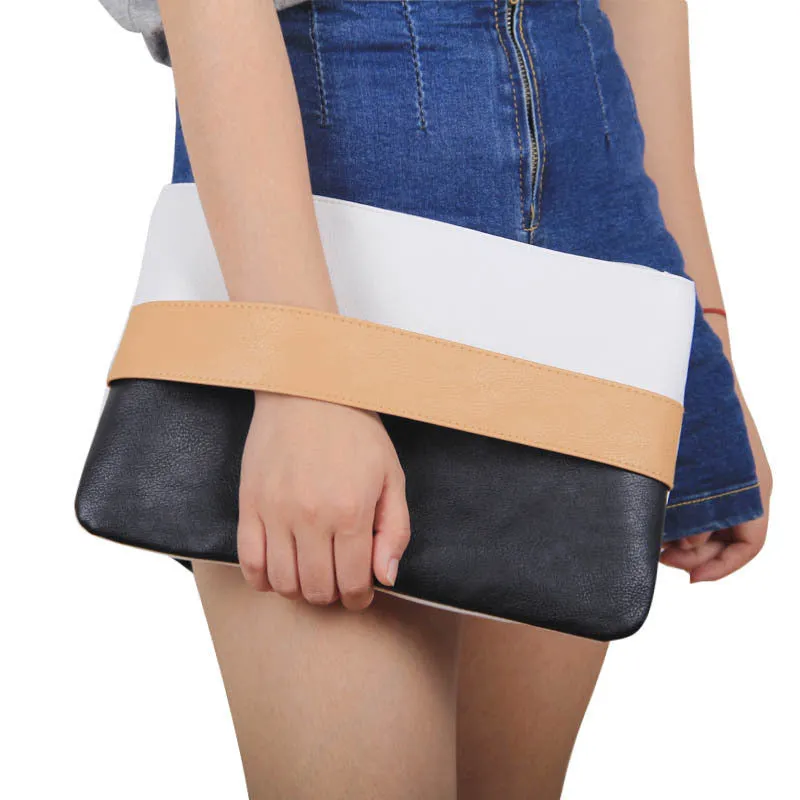 Fashion Women Handbag Solid Patchwork Lady Day Clutches Fashion Soft Girl Zipper Packet Fashion Female Casual Bags women bag