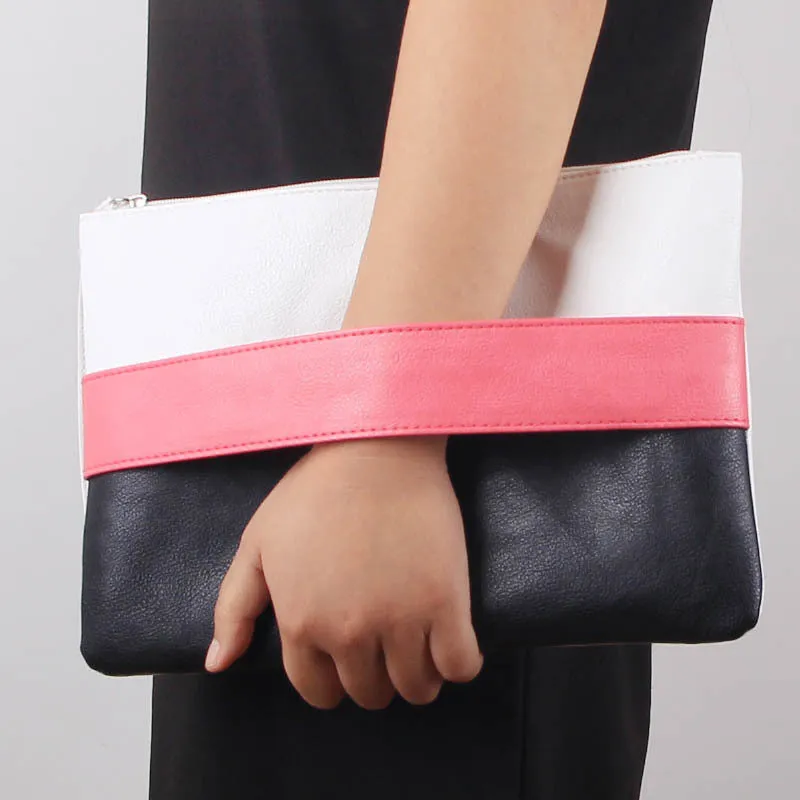 Fashion Women Handbag Solid Patchwork Lady Day Clutches Fashion Soft Girl Zipper Packet Fashion Female Casual Bags women bag