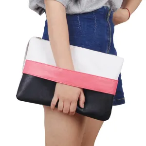 Fashion Women Handbag Solid Patchwork Lady Day Clutches Fashion Soft Girl Zipper Packet Fashion Female Casual Bags women bag