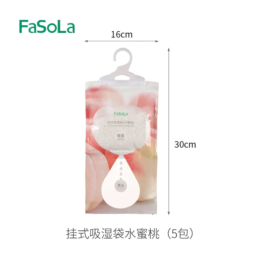 FaSoLa Hanging Moisture Absorber Bags - Peach Scent, 5 Pack