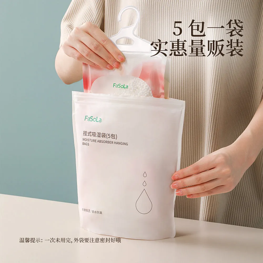 FaSoLa Hanging Moisture Absorber Bags - Peach Scent, 5 Pack
