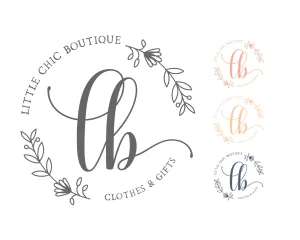 Floral Wreath Logo - Elegant Simple Floral Shop Boutique Pre made Logo