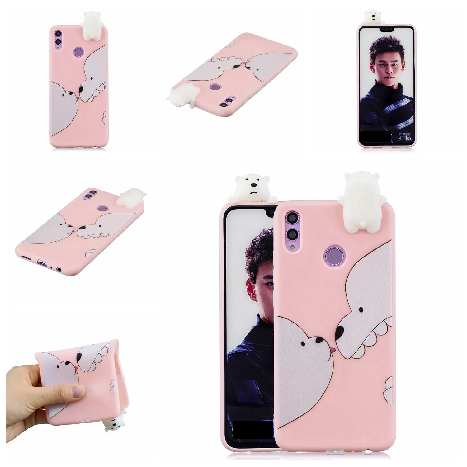 For Huawei Nova 3I 3D Cartoon Lovely Coloured Painted Soft TPU Back Cover Non-slip Shockproof Full Protective Case Big white bear