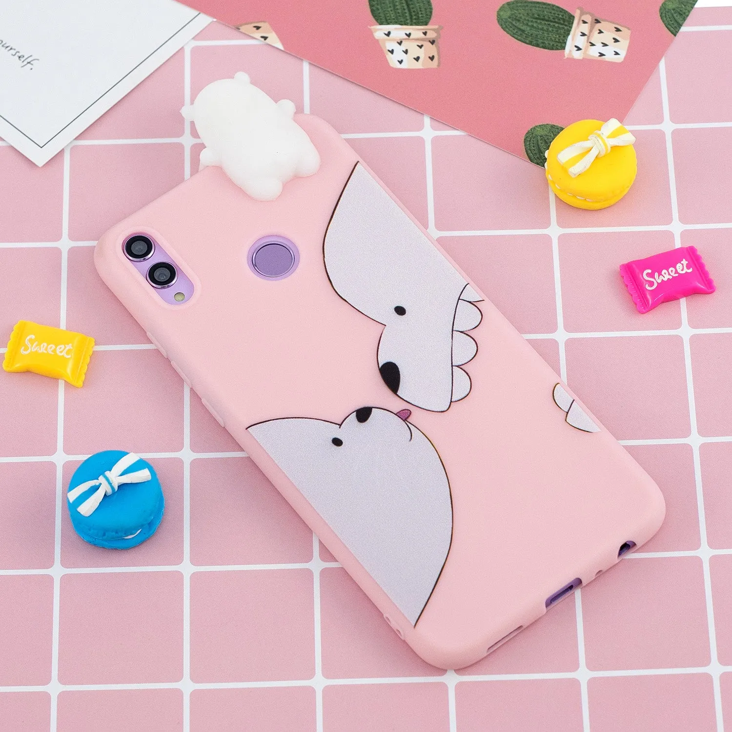 For Huawei Nova 3I 3D Cartoon Lovely Coloured Painted Soft TPU Back Cover Non-slip Shockproof Full Protective Case Big white bear