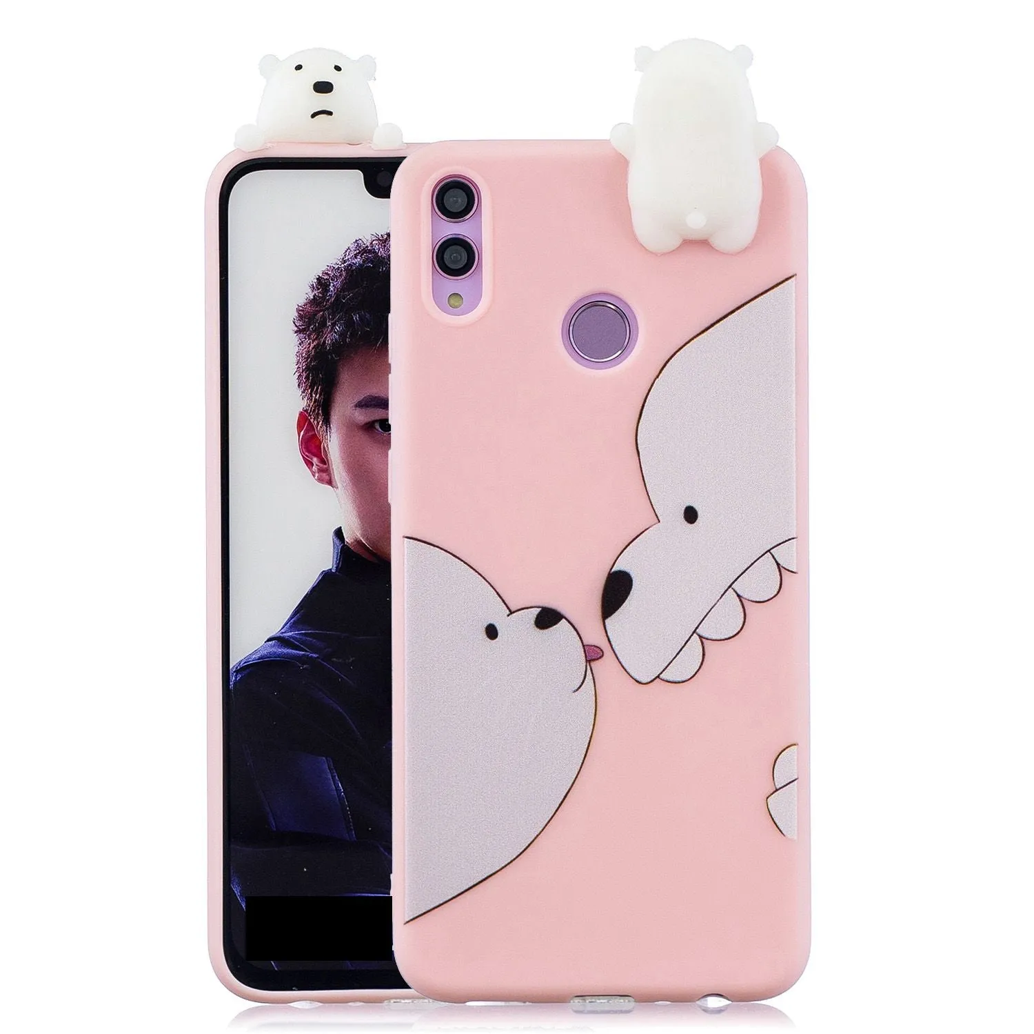 For Huawei Nova 3I 3D Cartoon Lovely Coloured Painted Soft TPU Back Cover Non-slip Shockproof Full Protective Case Big white bear