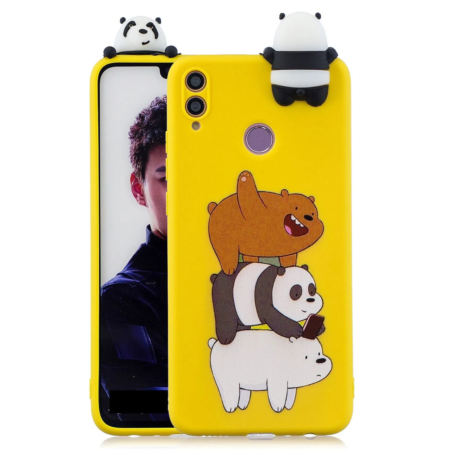 For Huawei Nova 3I 3D Cartoon Lovely Coloured Painted Soft TPU Back Cover Non-slip Shockproof Full Protective Case Striped bear
