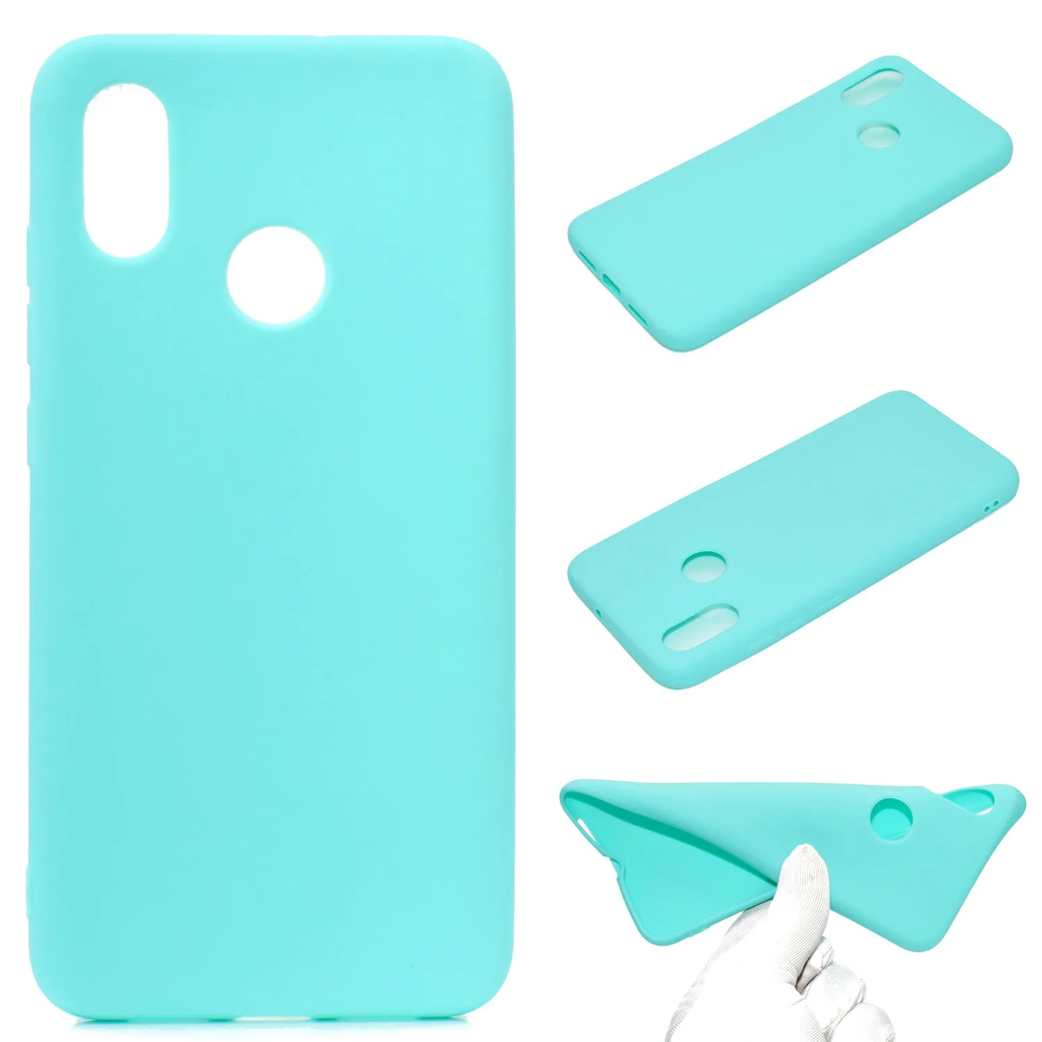 For HUAWEI Y6 2019 Lovely Candy Color Matte TPU Anti-scratch Non-slip Protective Cover Back Case white