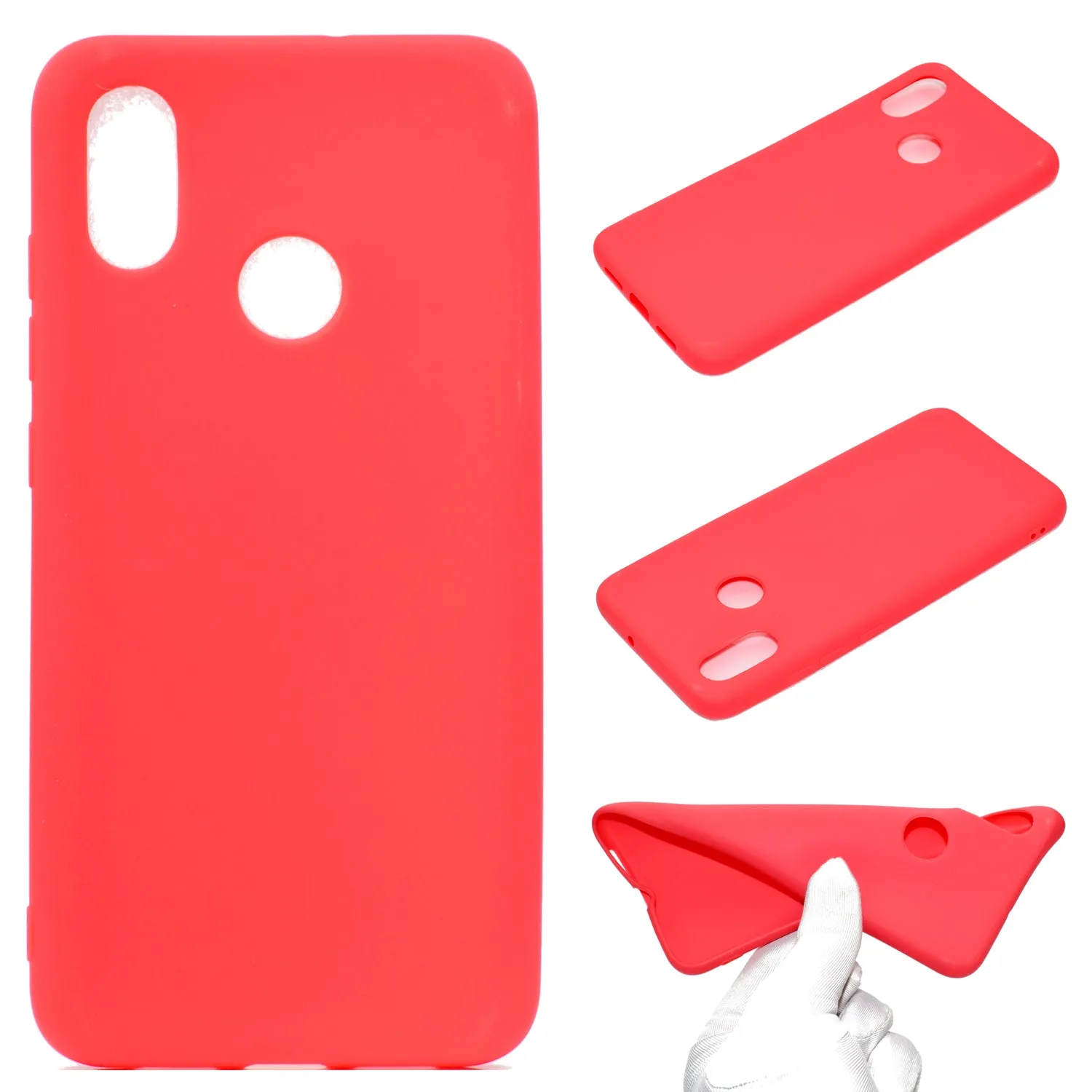 For HUAWEI Y6 2019 Lovely Candy Color Matte TPU Anti-scratch Non-slip Protective Cover Back Case white